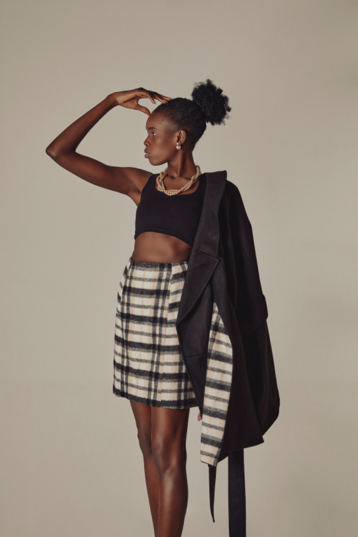 Blazer cape and skirt