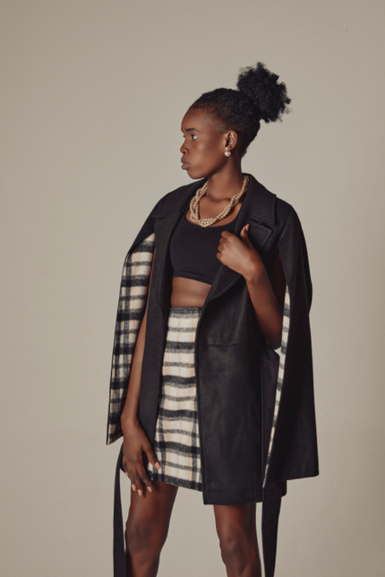 Blazer cape and skirt