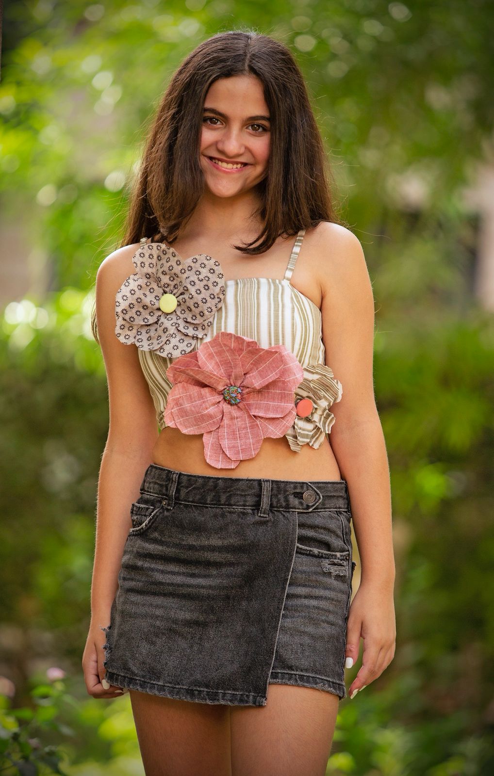 Crop Top w/ 3D Handmade Flowers