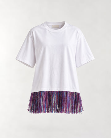Bloom Gardens Fringe T-Shirt – White / Purple Fringe