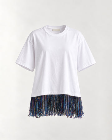 Bloom Gardens Fringe T-Shirt – White / Midnight Fringe