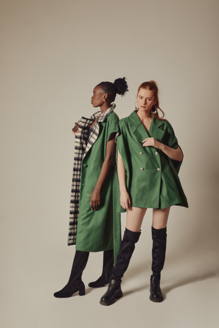 wool multi buttons cape