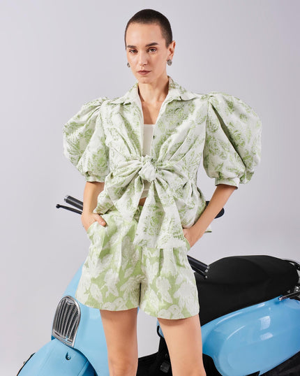 Blouse crop with bow tie