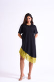 Bloom Gardens Lace Black T-Shirt Dress Lime Lace