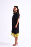 Bloom Gardens Lace Black T-Shirt Dress Lime Lace