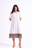 Bloom Gardens Fringe T-Shirt Dress – White / Multicolor Fringe