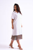 Bloom Gardens Fringe T-Shirt Dress – White / Multicolor Fringe