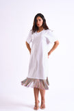 Bloom Gardens Fringe T-Shirt Dress – White / Multicolor Fringe