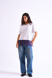 Bloom Gardens Fringe T-Shirt – White / Purple Fringe