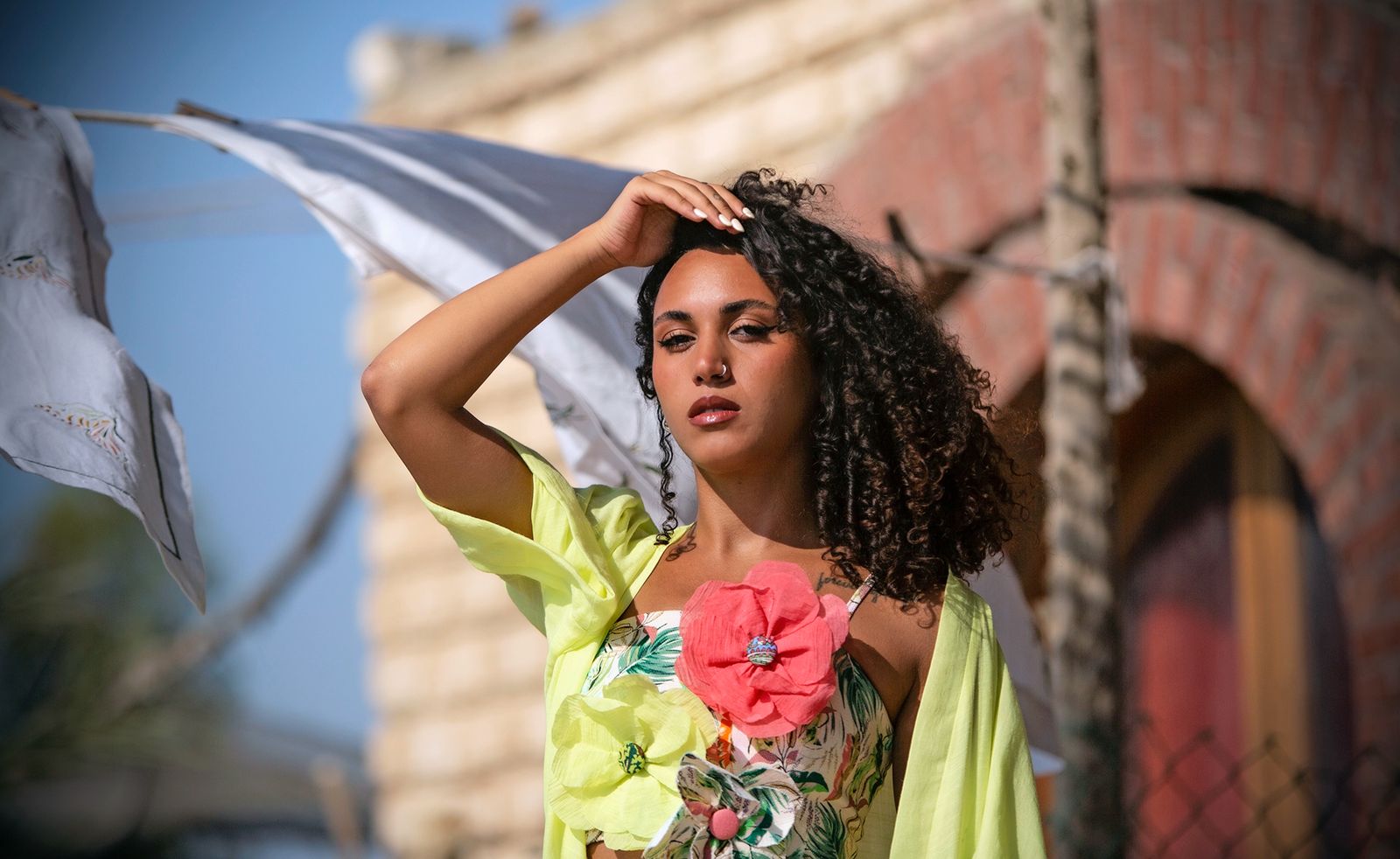 Crop Top w/ 3D Handmade Flowers