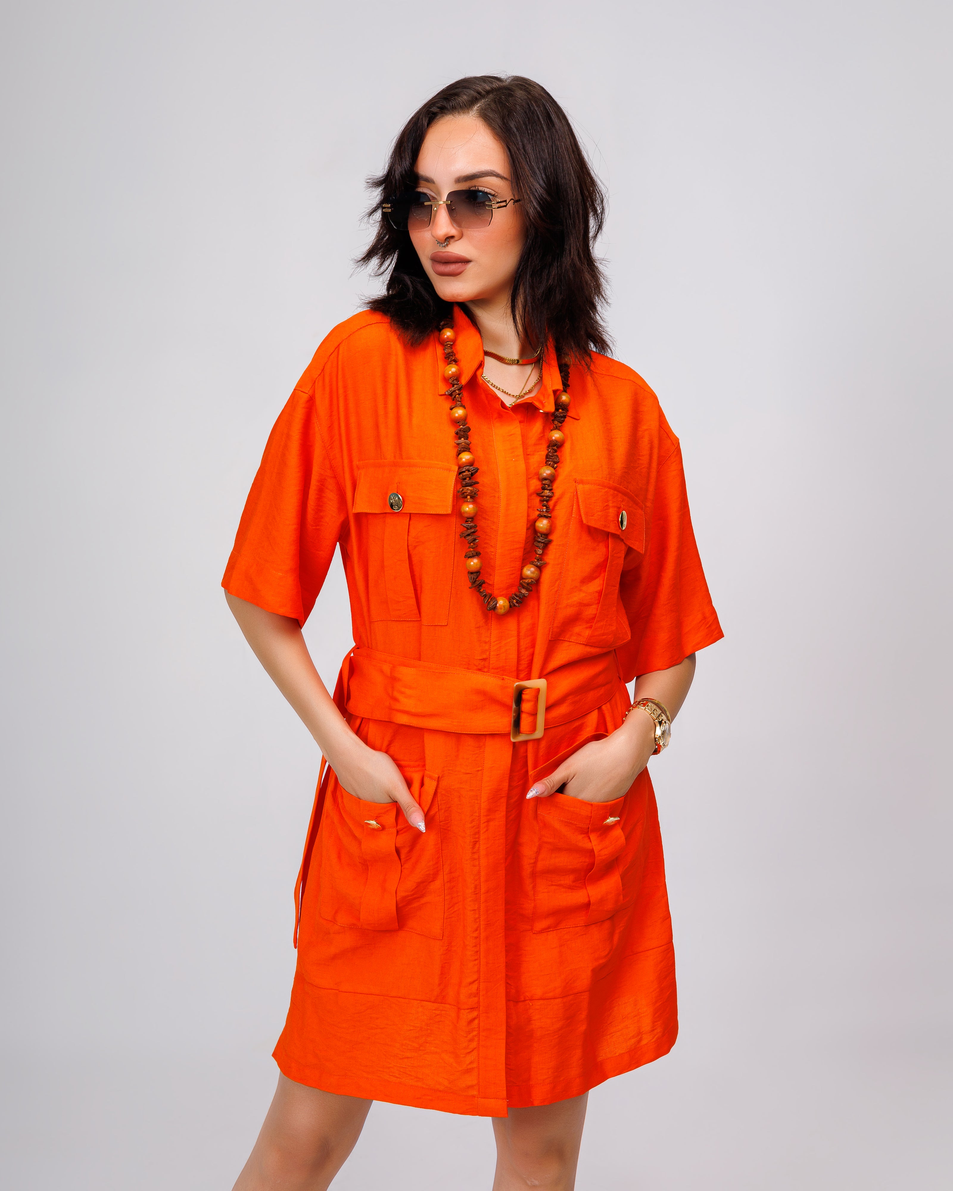 Safari short dress linen