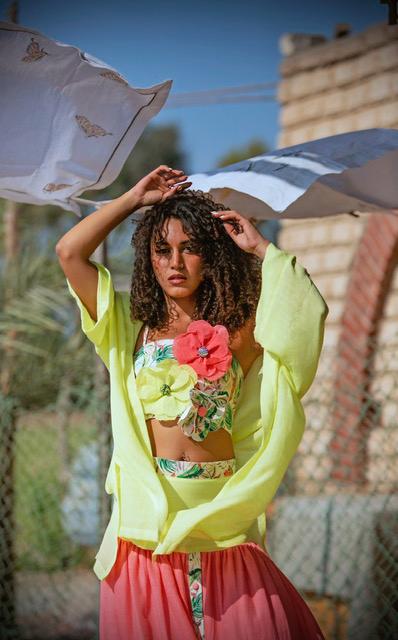 Crop Top w/ 3D Handmade Flowers