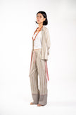Beige Linen Pants with dotted leg