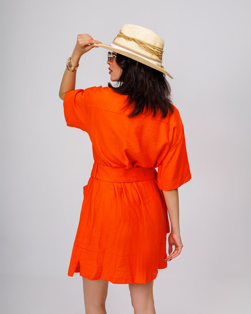 Safari short dress linen