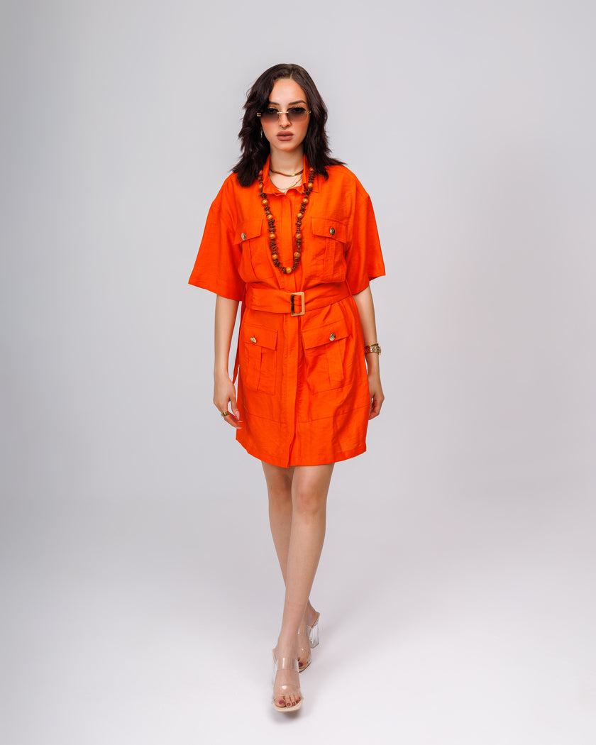 Safari short dress linen